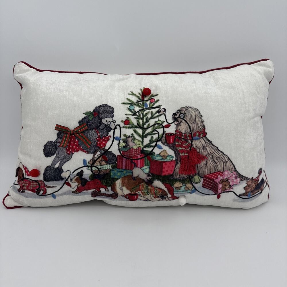 Park Avenue Pier 1 LightUp Christmas Tree Pillow Dachshund Bulldog Sheepdog Work
